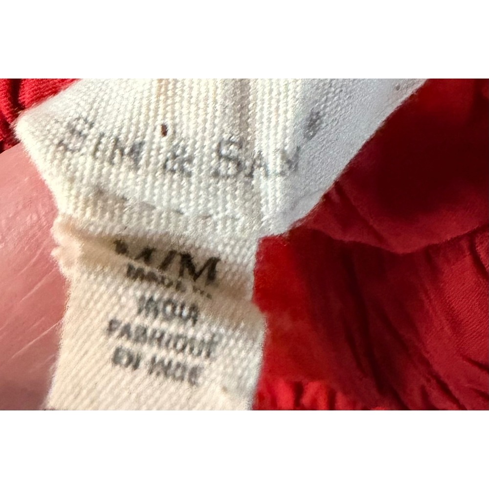 Sim & Sam Red Smocked Medium Peplum Cotton Tank Top Cottagecore Boho - Picture 7 of 8